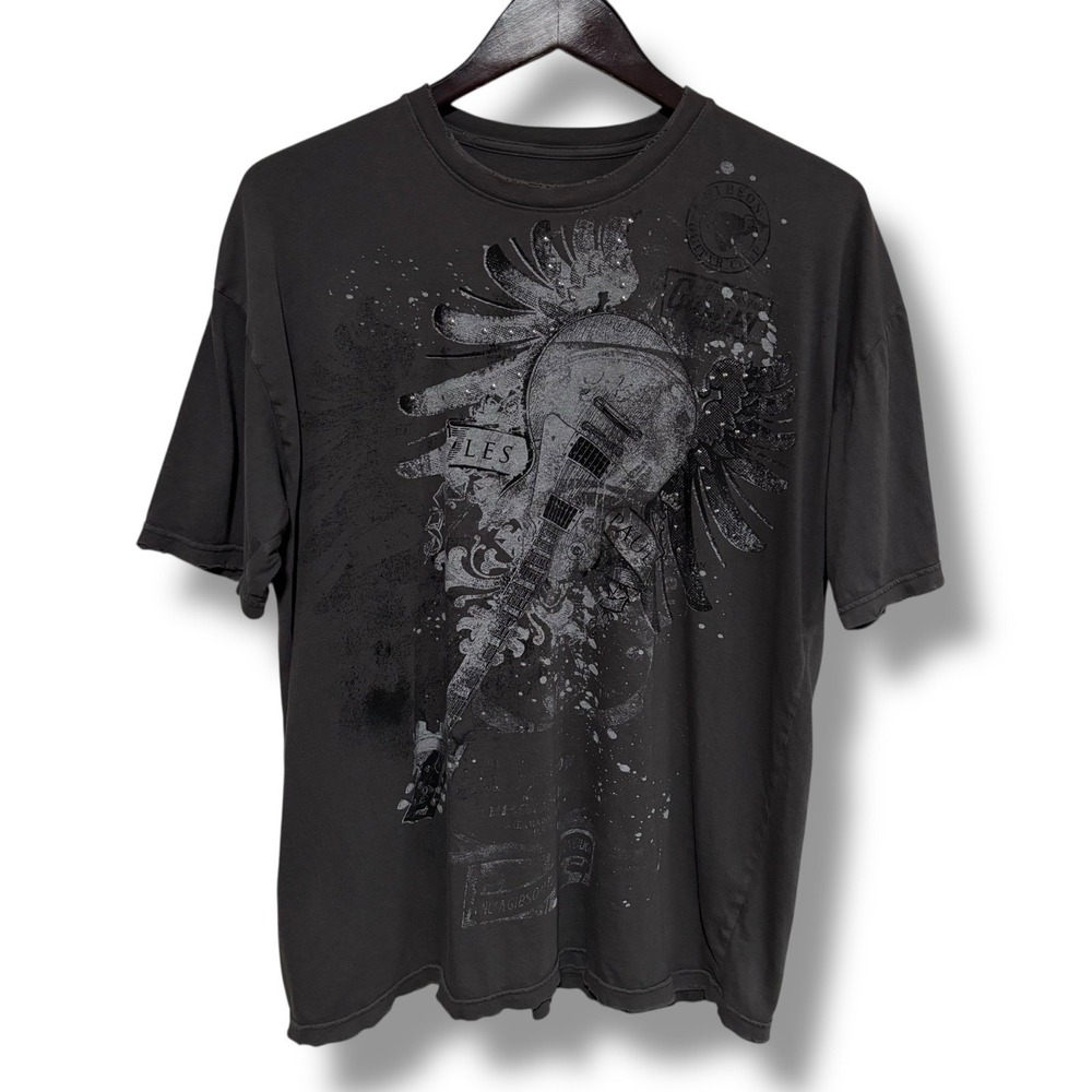 Gibson Guitar Men's Double Sided Grunge Logo Distressed Size XL 24 x‎ 28